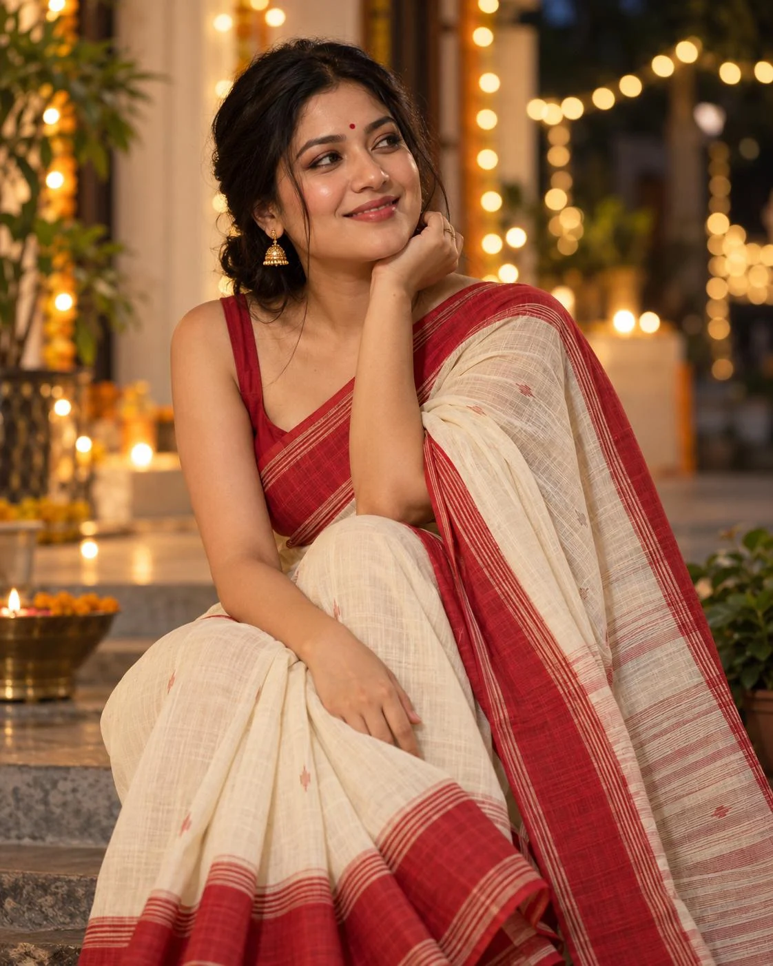 Off-white Tangail, Red Border, detail