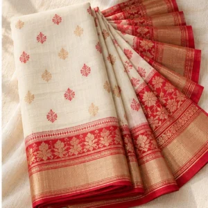 Ivory Dhakai Jamdani, Red Border