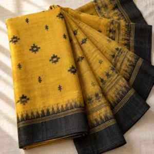Mustard Jamdani, Black Border