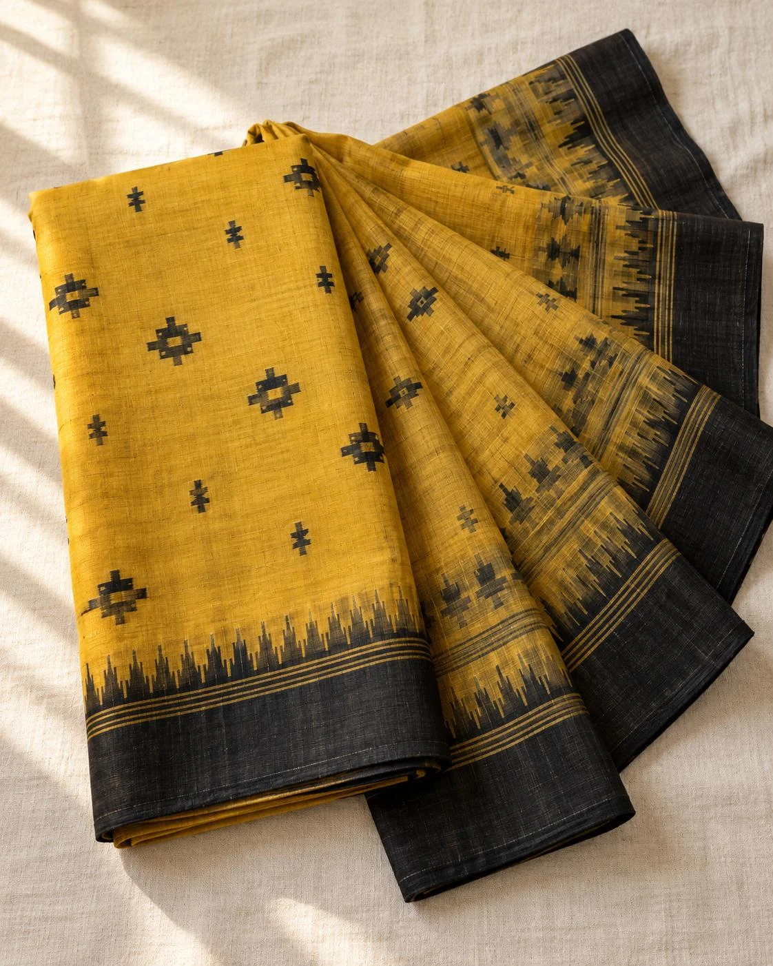 Mustard Jamdani, Black Border