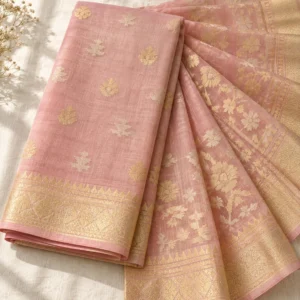 Blush Pink Jamdani with Gold