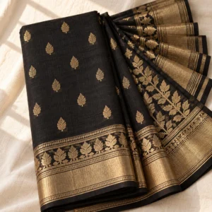 Black Jamdani, Gold Leaf Motifs