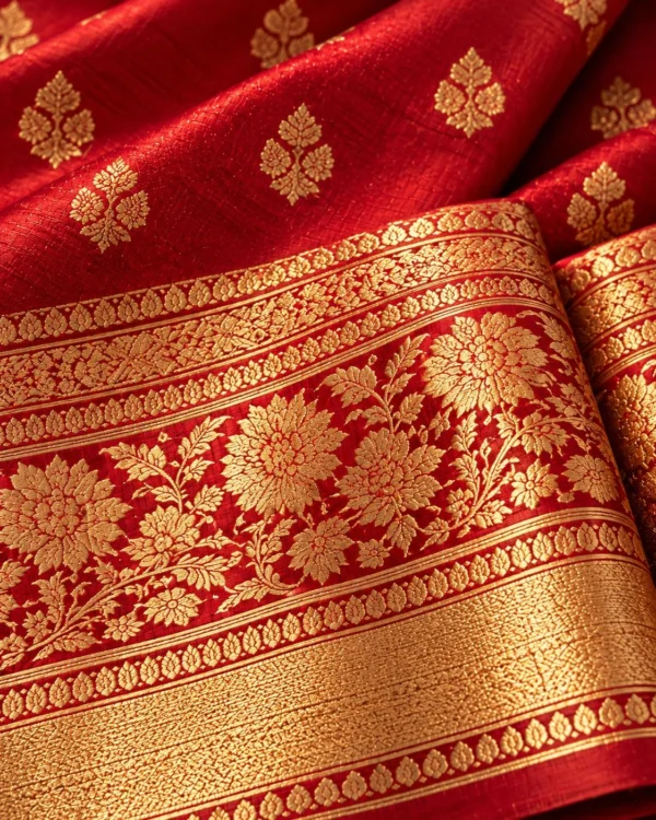 Royal Red Bridal Katan, detail