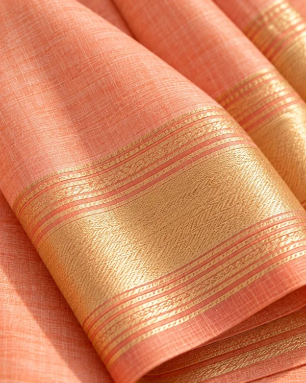 Peach Half-silk, Gold Border, detail
