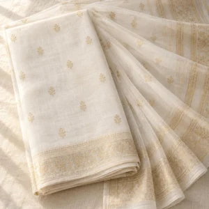 Pearl White Muslin with Fine Gold